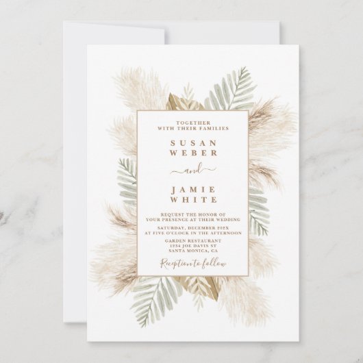 Beach Boho bruiloft Uitnodiging (Voorkant)