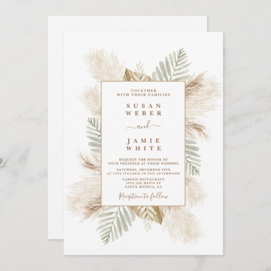 Beach Boho faire-part de mariage (Devant / Derrière)