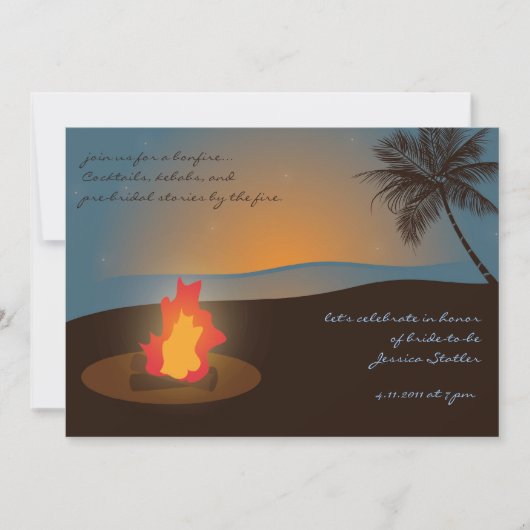 Beach Bonfire Invitation Kaart (Voorkant)