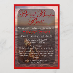 Beach Bonfire Invitation Kaart