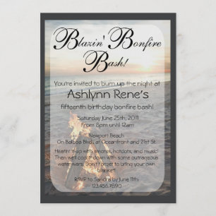 Beach Bonfire Invitation Kaart