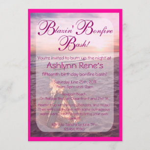 Beach Bonfire Invitation Kaart