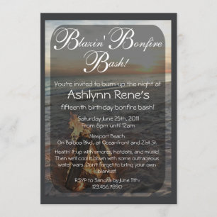 Beach Bonfire Invitation Kaart