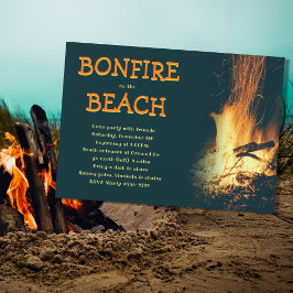 Beach Bonfire Nighttime Party Invitation Kaart