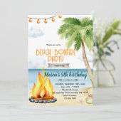 Beach bonfire party theme invitation kaart (Staand voorkant)