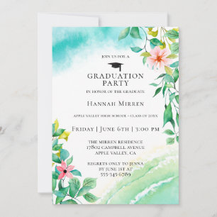 Beach Botanical Graduparty Invitation