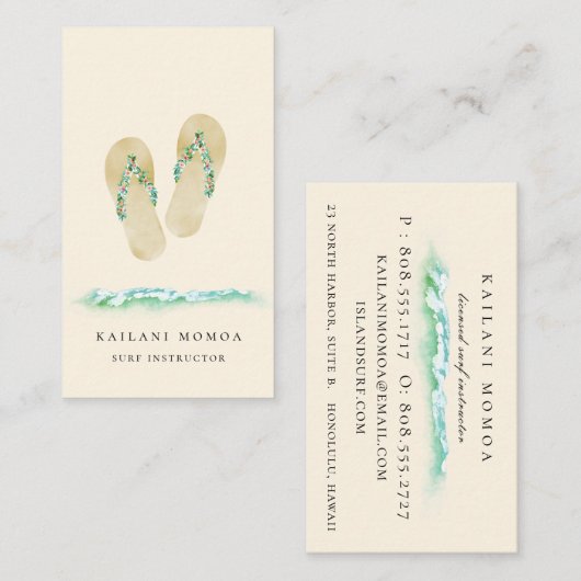 Beach Botanische Teenslippers Visitekaartje (Voorkant / Achterkant)