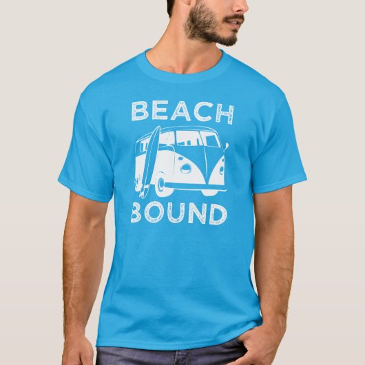 Beach Bound Funny Mannen Shirt Surfer (Voorkant)