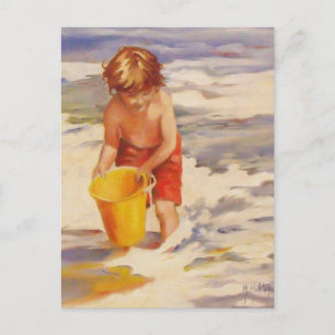 Beach Boy Child in oceaangolven Briefkaart