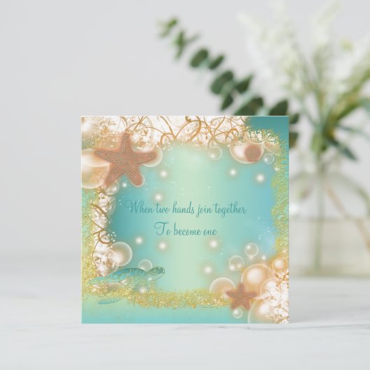 Beach bruiloft elegant party-thema kaart (Staand voorkant)