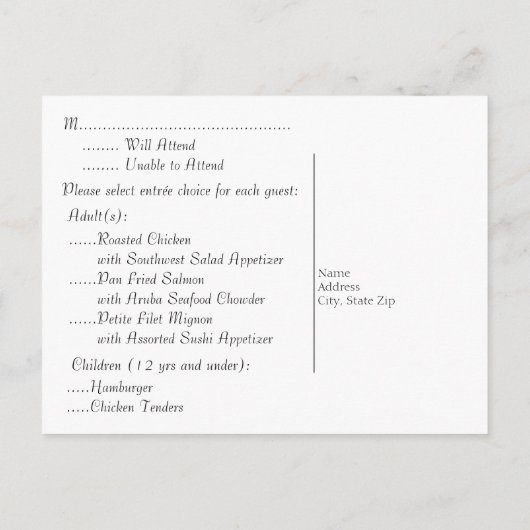 Beach bruiloft reactie Kaart (Achterkant)