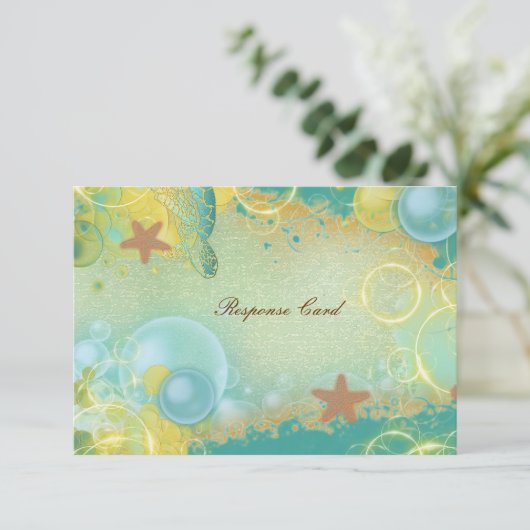 Beach bruiloft thema ~ Response rsvp card (Staand voorkant)