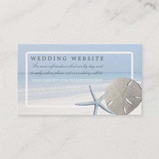 Beach bruiloft website Sand Dollar and Starfish Be Informatiekaartje (Voorkant)