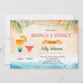 Beach brunch bubbly-uitnodiging kaart (Voorkant)