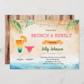 Beach brunch bubbly-uitnodiging kaart (Voorkant / Achterkant)