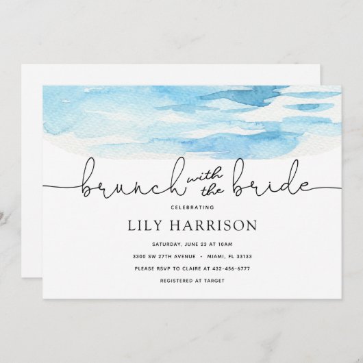 Beach Brunch met de bruidsdouche uitnodiging (Voorkant / Achterkant)