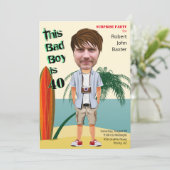 Beach Bum 40th 🌊😎 Mannen Verjaardag Bad Boy Fun Kaart (Staand voorkant)