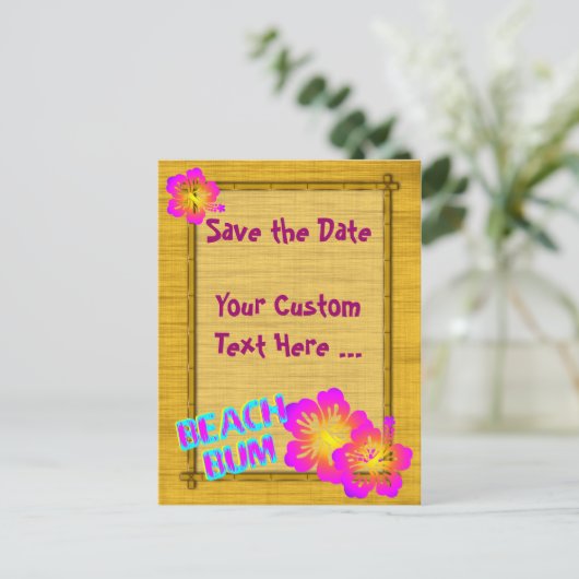 Beach Bum Custom Save the Date Briefkaart (Staand voorkant)
