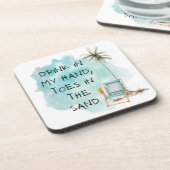 Beach Bum Drink Palm Tree Square Onderzetter Set (Linkerzijde)