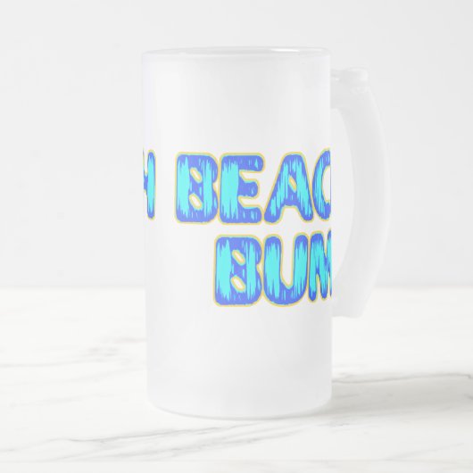 Beach Bum Funny Slogan in Blue Matglas Bierpul (Voorkant rechts)