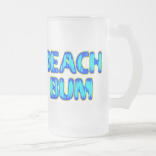 Beach Bum Funny Slogan in Blue Matglas Bierpul