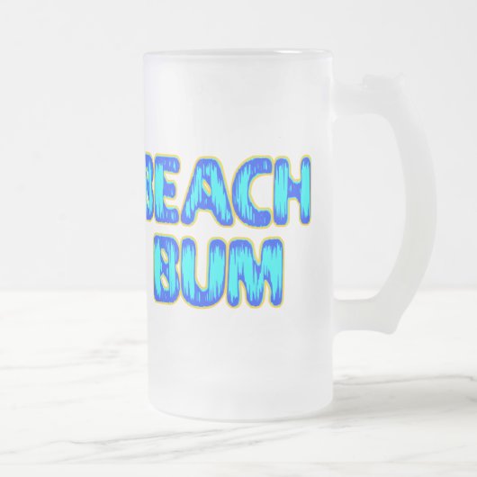 Beach Bum Funny Slogan in Blue Matglas Bierpul (Rechts)