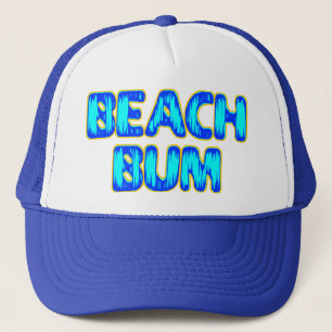 Beach Bum Funny Slogan in Blue Trucker Pet