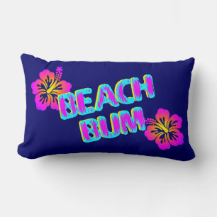 Beach Bum Hibiscus Coussin bleu fleur