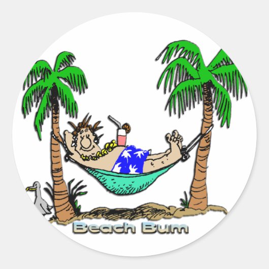 Beach Bum Ronde Sticker (Voorkant)