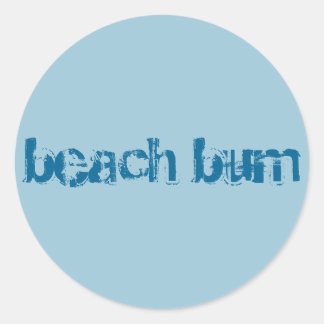 "Beach Bum" sticker, rond, blauw Ronde Sticker