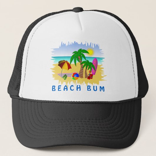 Beach Bum Sun Mer et Surf amusant Casquette coloré (Devant)