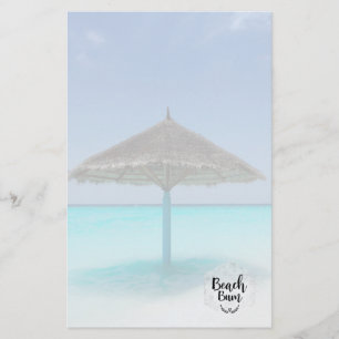Beach Bum Typography - Umbrella on Tropical Beach Briefpapier