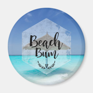 Beach Bum Typography - Umbrella on Tropical Beach Magneet