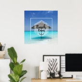 Beach Bum Typography - Umbrella on Tropical Beach Poster (Thuiskantoor)