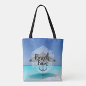 Beach Bum Typography - Umbrella on Tropical Beach Tote Bag (Achterkant)
