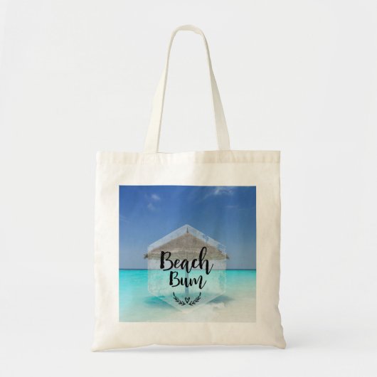 Beach Bum Typography - Umbrella on Tropical Beach Tote Bag (Voorkant)