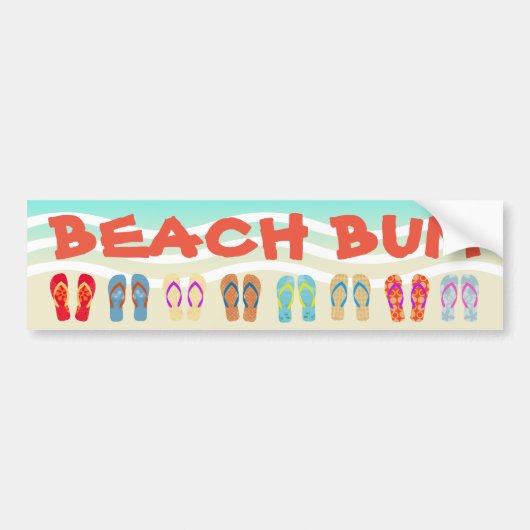Beach Bum Zomer Teenslippers Bumpersticker (Voorkant)
