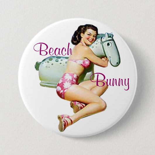 Beach Bunny Pin-Up Ronde Button 7,6 Cm (Voorkant)