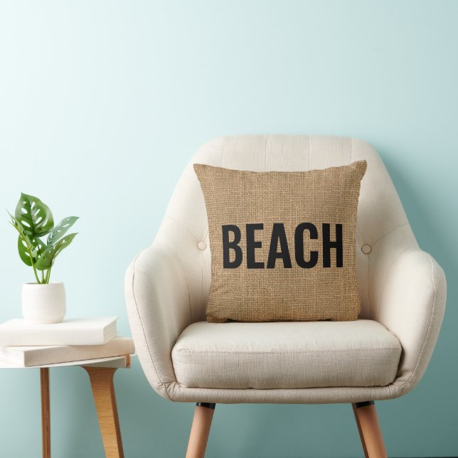 Beach Burlap Coastal Ocean Beach Seaside Kussen (Stoel)