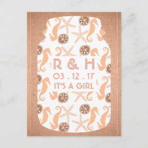 Beach Burlap Mason Jar Baby Faire-part