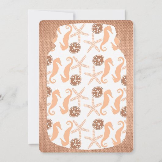 Beach Burlap Mason Jar Baby Faire-part (Dos)