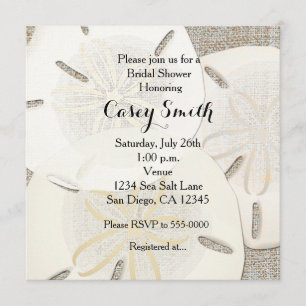 Beach Burlap Sand Dollar Bridal Shower Uitnodiging