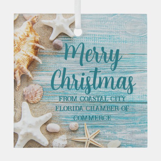 Beach Busines Seashells Custom Christmas Gift Glas Ornament (Voorkant)