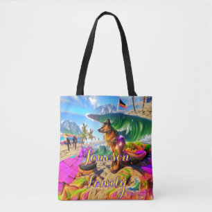 Beach Canvas tas Family Sand German Shepherd Dog