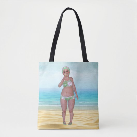 Beach Canvas tas met Funny Bathing Beauty (Voorkant)