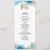 Beach | Cartes de menu Mariage d'aquarelle de mer (Devant)
