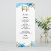 Beach | Cartes de menu Mariage d'aquarelle de mer (Debout devant)