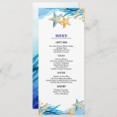 Beach | Cartes de menu Mariage d'aquarelle de mer (Devant / Derrière)