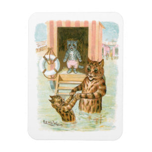 Beach Cats door Louis Wain Magneet
