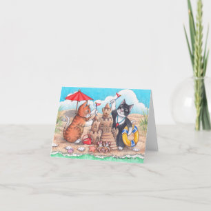 Beach Cats Notecard met Bud en Tony Notitiekaartje